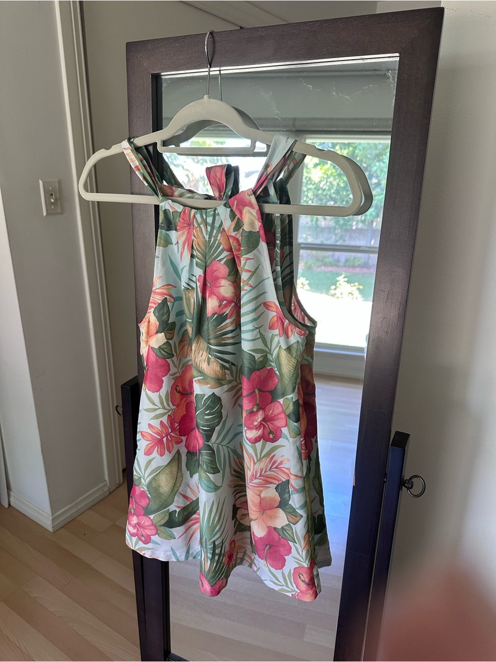 Tommy Bahama Tropical Floral Halter Kids Dress - Pink & Green